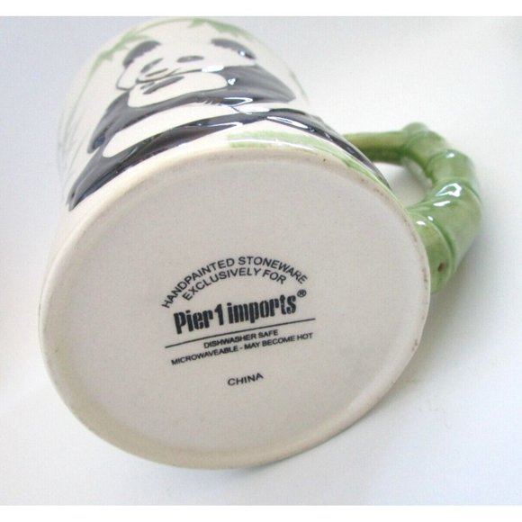 Pier 1 Imports Coffee Mug/Cup - 3D Panda Cub -Bamboo Handle Hand Painted Retired - Picture 8 of 12